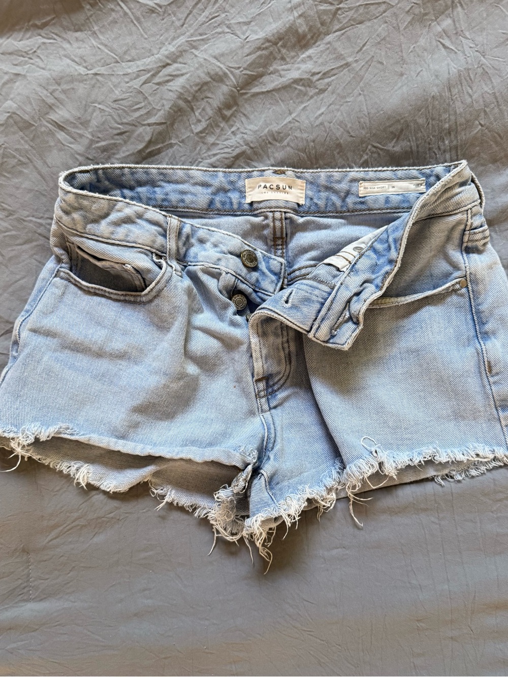 PacSun Light Blue Distressed Denim Cutoff Shorts